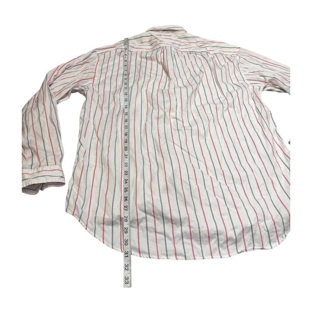 Tommy Hilfiger Shirt Men's Large White Striped Cotton Long Sleeve Button-Down - Picture 6 of 8